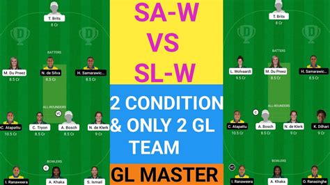 Sa W Vs Sl W Dream11 Prediction Dream11 Glteam Scorecard Stats Gl