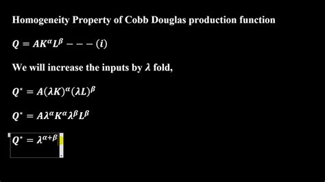 Homogeneity Property Of Cobb Douglas Production Function YouTube