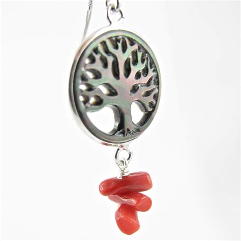 Boucles D Oreilles Corail Rouge Cuppolini Arbre De Vie Ashvattha