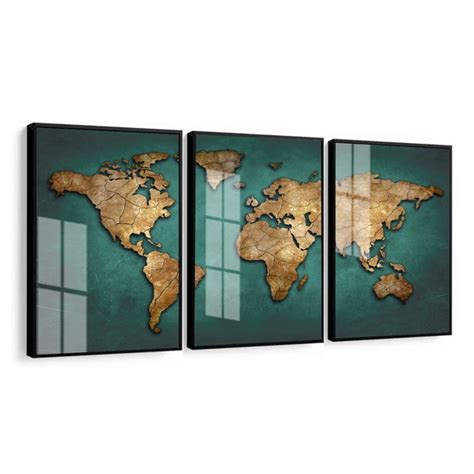 Quadro Decorativo Vidro Mapa Mundi Moldura Elo7