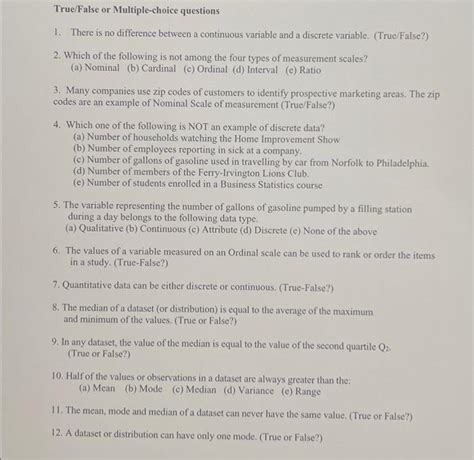 Solved True False Or Multiple Choice Questions 1 There Is