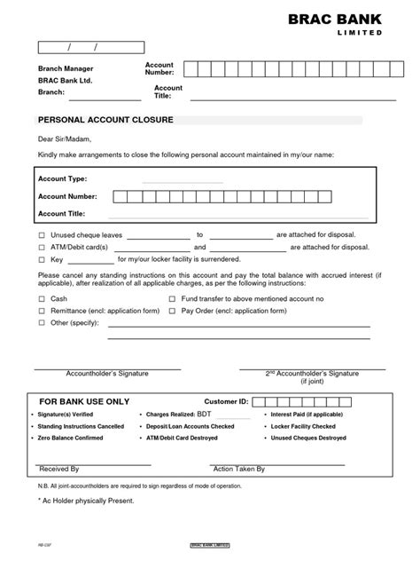 5account Closure Form Pdf