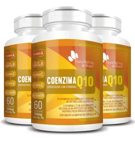 Kit 3x Coenzima Q10 Vitaminas 60 Cápsulas Flora Nativa