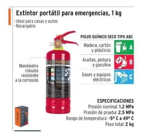 Extintor De Emergencia Portátil Portable Recargable Abc 1kg Meses sin