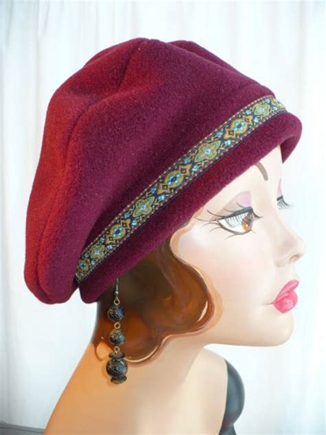 Maroon Beret With Renaissance Trim | Etsy