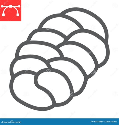 Challah Line And Solid Icon Jewish Pastry Bread Loaf Symbol Outline