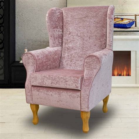 Wingback Chair In Pastiche Crush Blush Pink Fabric SR18067 Beaumont