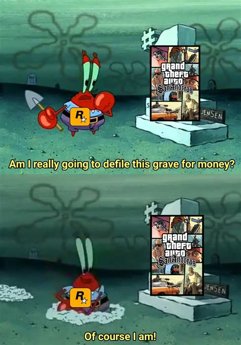 Mrkrabs Defiles Grave For Money With Example Rmemetemplatesofficial