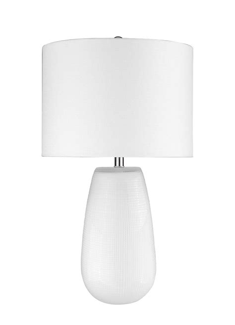 Trend Home 1 Light Table Lamp With Glass Body And White Fabric Shade