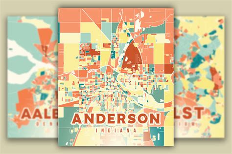 Anderson Indiana Colorful Map Graphic by Poster Boutique · Creative Fabrica