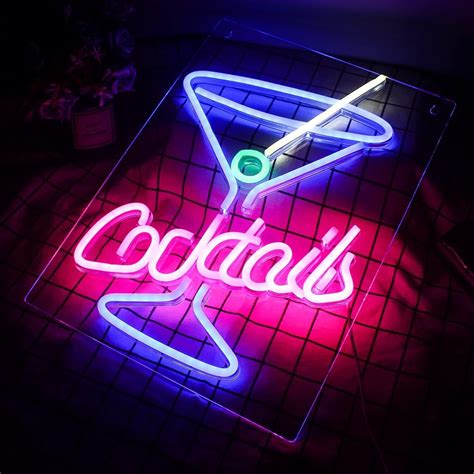 Cocktails Neon Sign Martini Neon Light Sign Led Neon Signs Bar Led Bar Cocktail Ebay