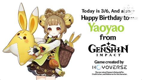 Happy Birthday To Yaoyao From Genshinimpact Youtube