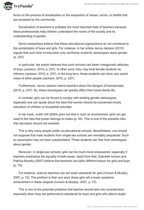 Gender And Education Australian Single Sex Schools Words Essay Example