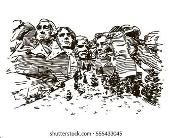 Mount Rushmore Ink Sketch Stock Vector Royalty Free