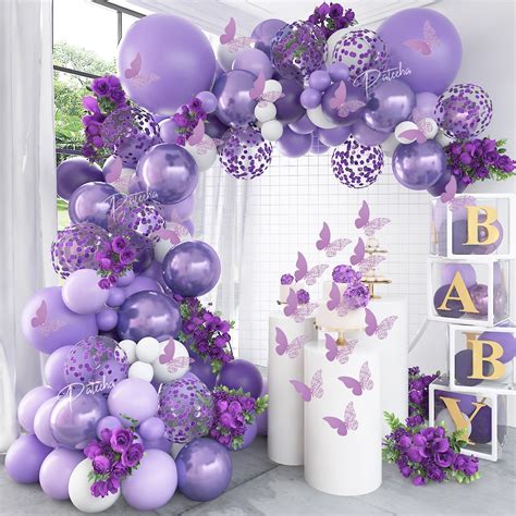 Amazon Pateeha Purple Balloon Arch Kit Butterfly Baby Shower