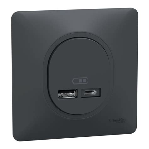 Prise Chargeur Double Usb A C 12W Complet Ovalis SCHNEIDER ELECTRIC