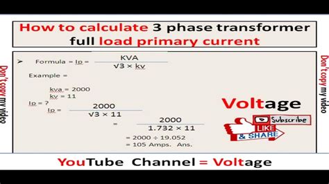 How To Calculate 3 Phase Transformer Full Load Primary Current With Kva Youtube