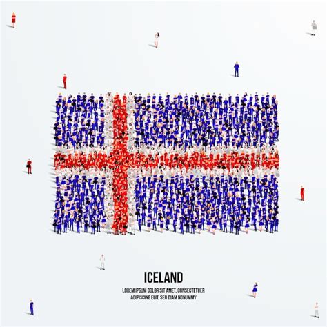 Premium Vector Iceland Flag A Large Group Of People Form To Create