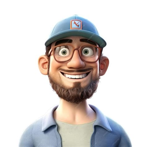 Premium Ai Image Cartoon Character Smiling Man Wearing A Cap And