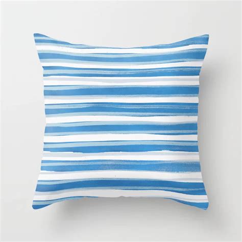 Abstract Stripes Blue And White 03 Throw Pillow By Amini54 Society6 Throw Pillows Pillows