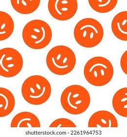 Seamless Pattern Orange Happy Face Stock Vector (Royalty Free ...