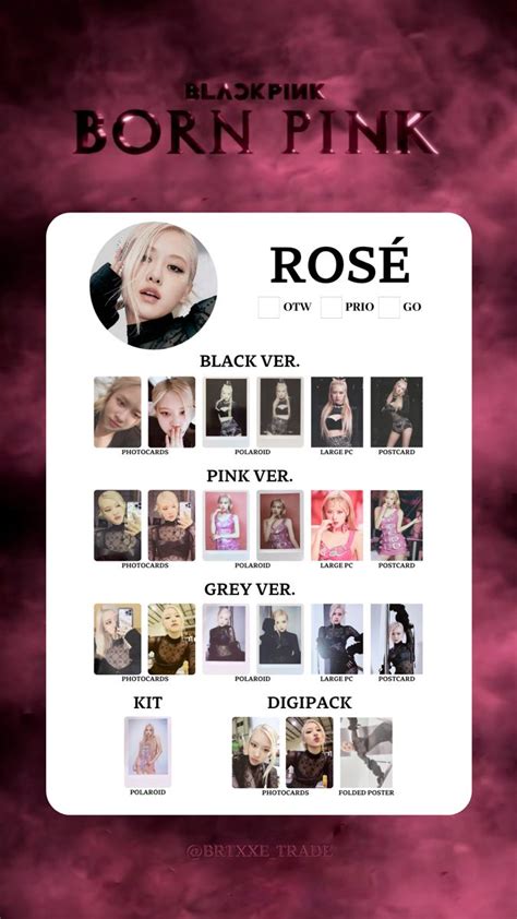 Blackpink Ros Born Pink Photocard Template Blackpink Rose Polaroid