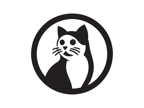 a black and white cat logo on a white background 46887773 Vector Art at ...