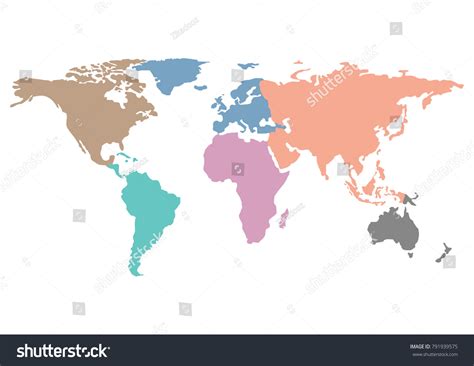 Colourful World Blank Map Isolated On Stock Vector (Royalty Free ...