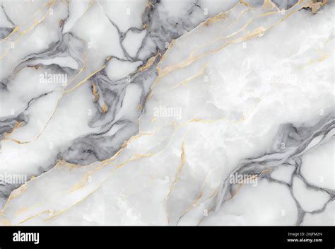 White Marble With Gold And Grey Veins Surface Abstract Background