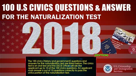 U S Citizenship Naturalization Test 100 Civics Questions Answers