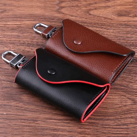 genuine leather car key cases ornament key case wallet card keychain ...