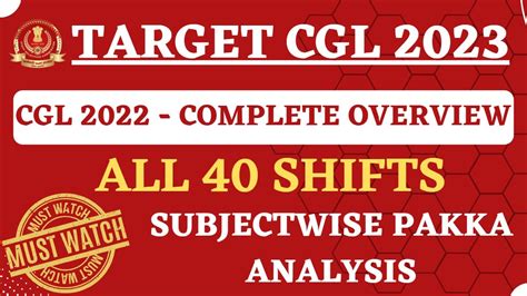 CGL Tier 1 2022 All 40 Shifts Complete Analysis Must Watch Video