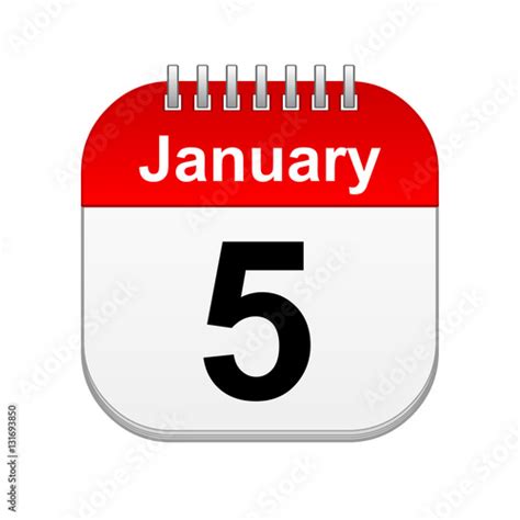 January 5 calendar icon Stock Illustration | Adobe Stock