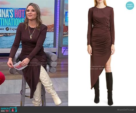 Wornontv Jennas Brown Ruched Dress On Today Jenna Bush Hager Clothes And Wardrobe From Tv