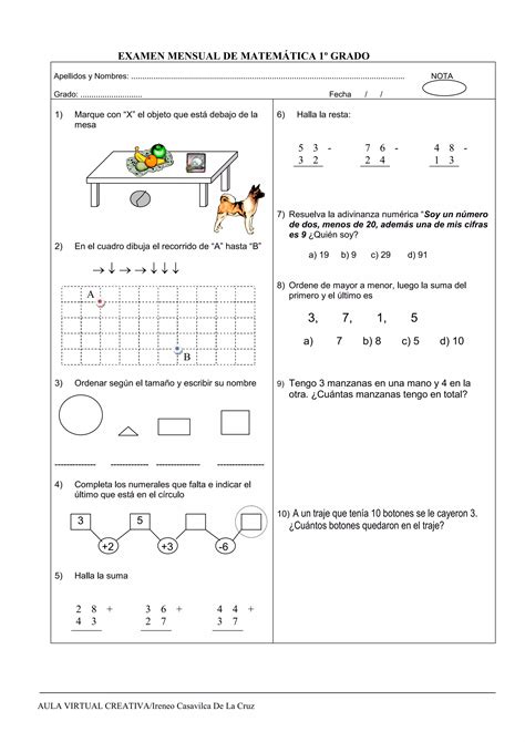 Evaluaci N De Entrada De Matem Tica Grado Pdf