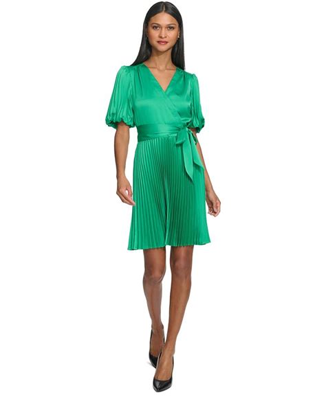 Karl Lagerfeld Paris Womens Pleated Faux Wrap Dress Macys