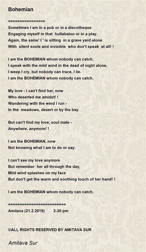 Bohemian Poem By Amitava Sur Poem Hunter