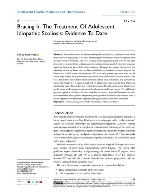 Pdf Open Access Full Text Article Bracing In The Treatment Of