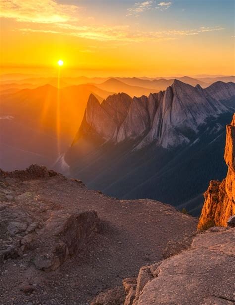 Premium AI Image | sunset on the rocky mountains