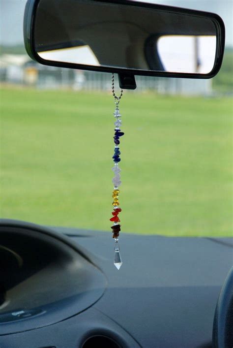 Chakra Gemstone Crystal Rear View Mirror Charm Car Hanging Accessory