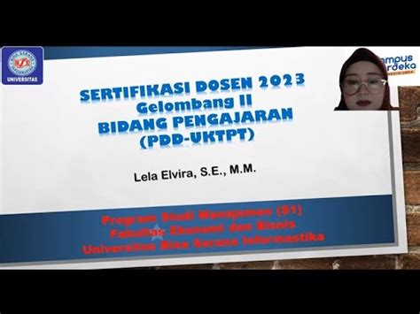 Pdd Uktpt Video Pembelajaran Serdos Lela Elvira Universitas