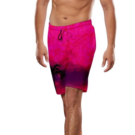 Mens Quick Dry Swim Trunks Gradient Swimsuits Mesh Liner Beach Bathing