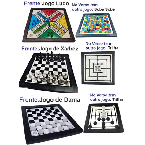 Kit 3 Jogos De Mesa Xadrez Trilha Dama Trilha Ludo E Sobe Sobe Shopee