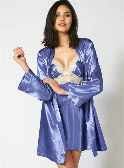 Lyst Boux Avenue Cheryl Satin Robe Set In Blue