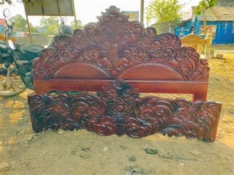 Brown Wooden King Size Cot Bed Headboard For Home Bed Size Double At