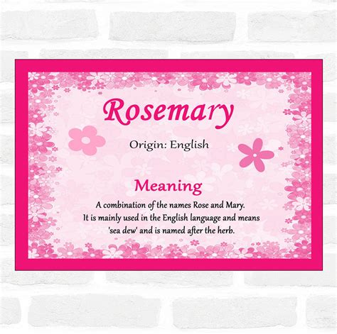 Rosemary Name Meaning Pink Certificate - The Card Zoo