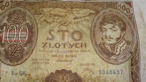 Old Polish 100 Zlotych Note 1934 Poland Paper Money