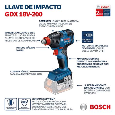 Chave De Impacto Bosch GDX 18V 200 Brushless 18V S BAT Brusfer