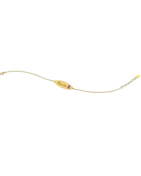 Nan N Bracciale Oro Giallo Kt Bimba Targhetta Personalizzabile Con