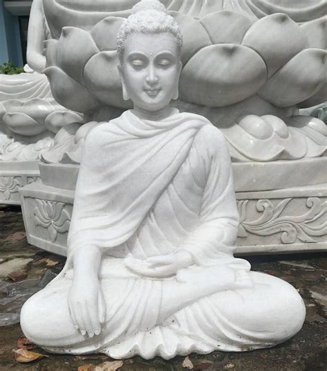 White Marble Gandhara Buddha Statue 24 Weil Lotus Sculpture